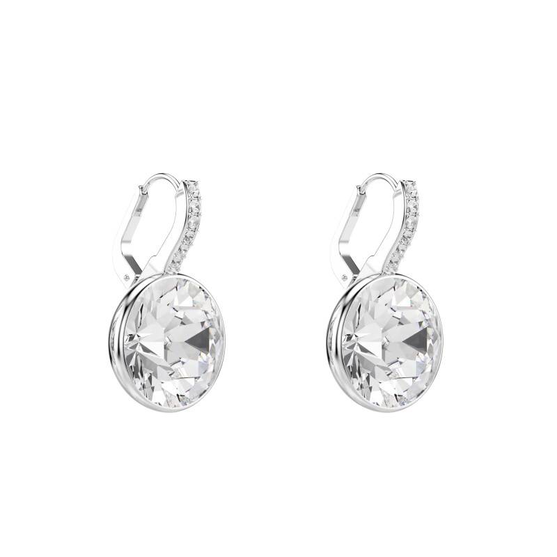 Rhodium-Plated Metal & White Crystal Millenia Drop Earrings - 5731149 - Swarovski