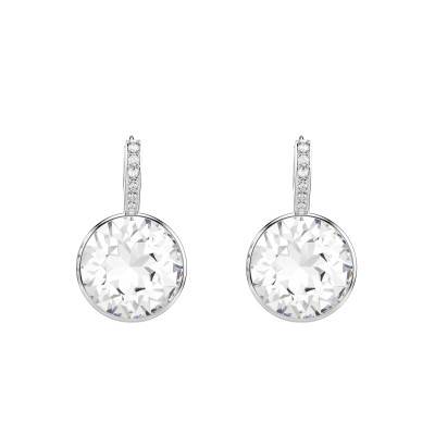 Rhodium-Plated Metal & White Crystal Millenia Drop Earrings - 5731149 - Swarovski