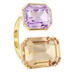 Gold-Tone Metal & Bicolor Purple and Orange Crystals