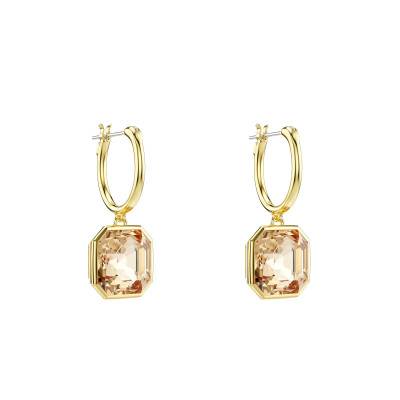 Millenia Gold-Tone Metal & Brown Crystal Drop Earrings - 5731148 - Swarovski