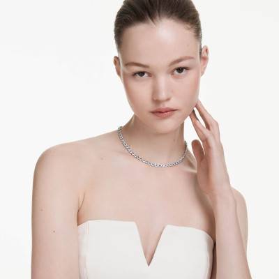 Una Angelic Rhodium-Plated Metal & Blue Crystal Necklace, 38 cm to 40 cm - 5733402 - Swarovski