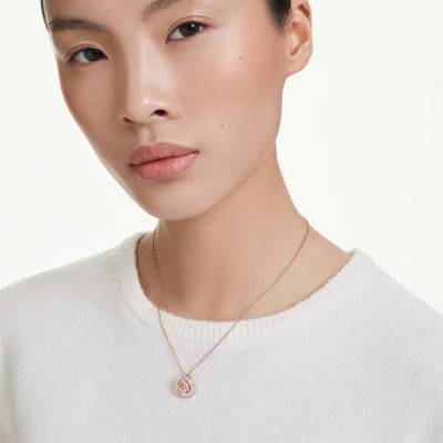 Iconic Swan Pink & White Crystal Necklace, Length 38 cm to 47 cm - 5732414 - Swarovski