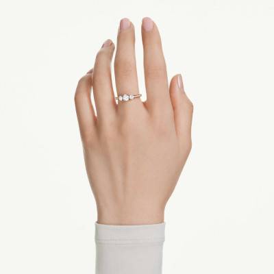Gold-Plated Metal & White Crystal Stilla Attract Ring - 5723292 - Swarovski