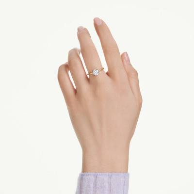 Constella Round Gold-Tone Metal & White Crystal Ring - 5723330 - Swarovski