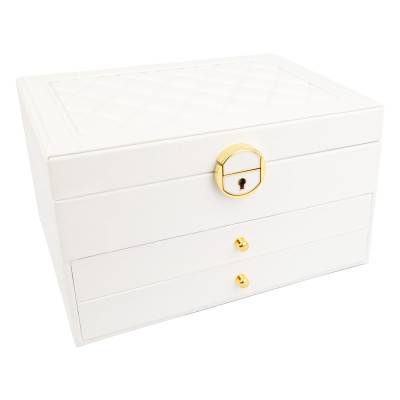 Boite à bijoux blanche 3 étages 23x17x13cm - Les Essentiels