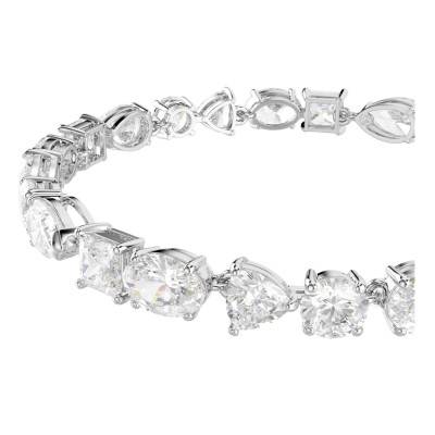 Mesmera Rhodium-Plated Metal & White Crystal Bracelet, Length 15.5 cm to 20.5 cm - 5731959 - Swarovski