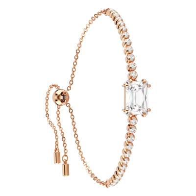Bracelet Tennis Matrix, Métal Doré Rose & Cristaux Blancs, Longueur 12 cm à 24 cm - 5730706 - Swarovski