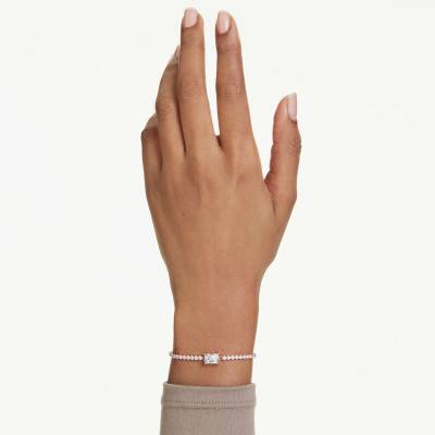 Bracelet Tennis Matrix, Métal Doré Rose & Cristaux Blancs, Longueur 12 cm à 24 cm - 5730706 - Swarovski