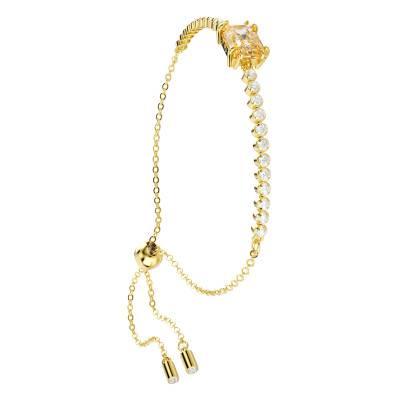 Tennis Matrix Bracelet in Gold-Plated Metal & Two-Tone Crystals, Length 12 cm to 24 cm - 5730699 - Swarovski