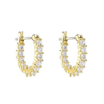 Matrix Gold-Tone Metal & White Crystal Hoop Earrings - 5733398 - Swarovski