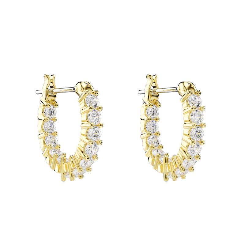 Matrix Gold-Tone Metal & White Crystal Hoop Earrings - 5733398 - Swarovski