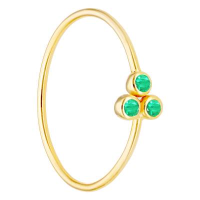 750/1000 Yellow Gold & Trio of Emeralds Ring - Ocarat
