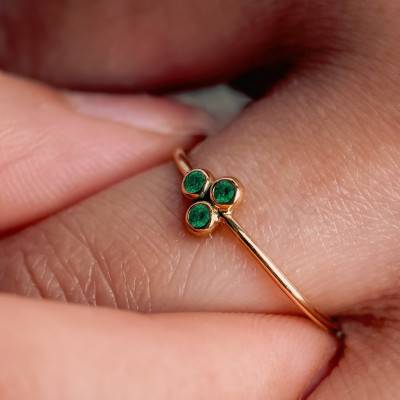 Bague Trio d'Emeraudes en Or Jaune 750 - Ocarat