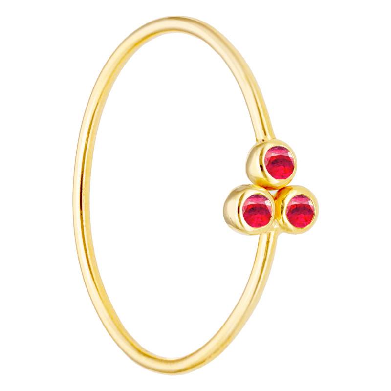 750/1000 Yellow Gold & Trio of Rubies Ring - Ocarat