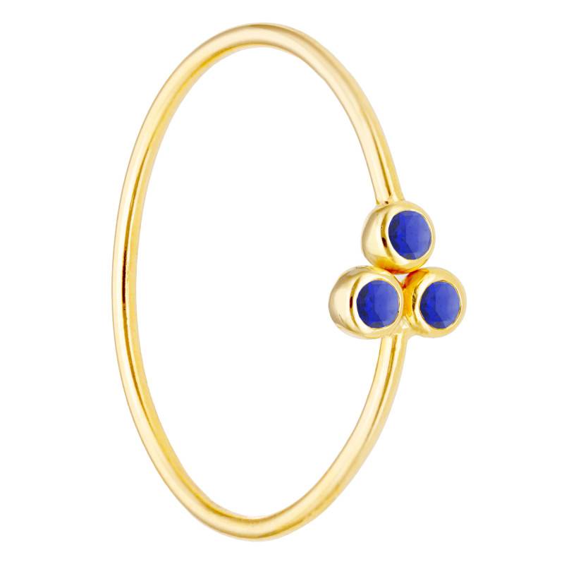 750/1000 Yellow Gold & Trio of Sapphires Ring - Ocarat