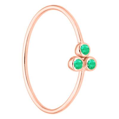 750/1000 Rose Gold & Trio of Emeralds Ring - Ocarat