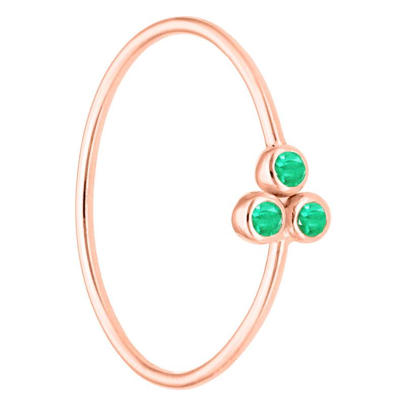 750/1000 Rose Gold & Trio of Emeralds Ring - Ocarat