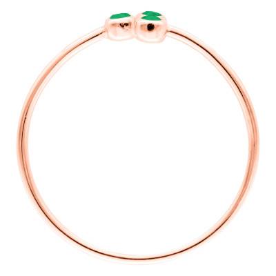 750/1000 Rose Gold & Trio of Emeralds Ring - Ocarat