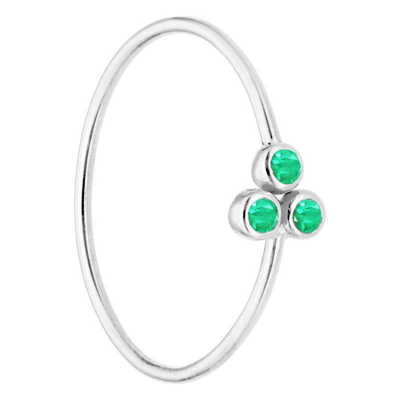 750/1000 White Gold & Trio of Emeralds Ring - Ocarat
