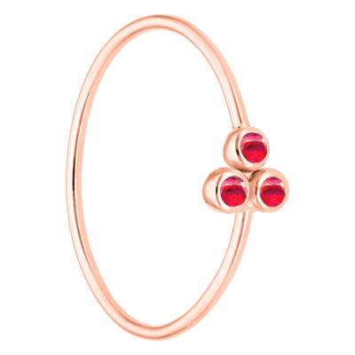 750/1000 Rose Gold & Trio of Rubies Ring - Ocarat