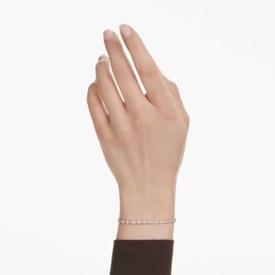 Matrix Tennis Gold-Tone Metal & White Crystal Bracelet, Length 12 cm to 24 cm - 5730709 - Swarovski