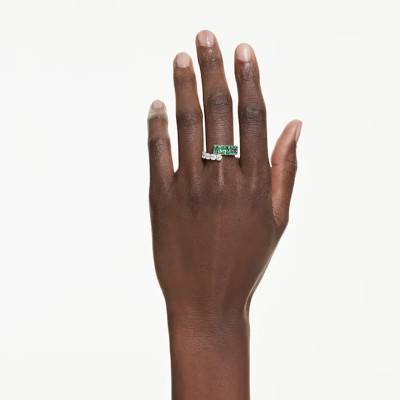 Matrix Rhodium-Plated Metal & Green and White Crystal Ring - 5722454 - Swarovski