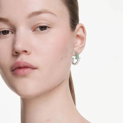 Boucles d'oreilles Matrix, Métal Rhodié & Cristaux Verts et Blancs - 5732264 - Swarovski