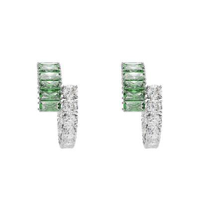 Matrix Rhodium-Plated Metal & Green and White Crystal Earrings - 5732264 - Swarovski