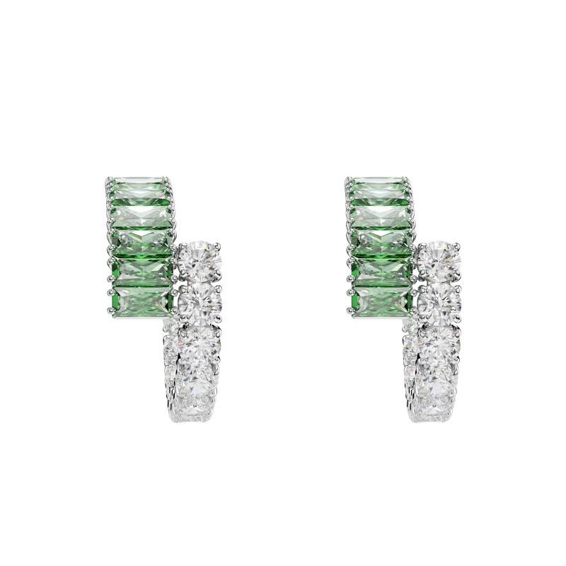 Matrix Rhodium-Plated Metal & Green and White Crystal Earrings - 5732264 - Swarovski