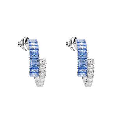 Matrix Hoop Earrings in Rhodium-Plated Metal & Two-Tone Crystals - 5722459 - Swarovski