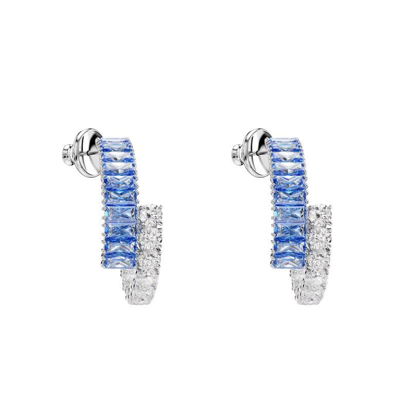 Matrix Hoop Earrings in Rhodium-Plated Metal & Two-Tone Crystals - 5722459 - Swarovski