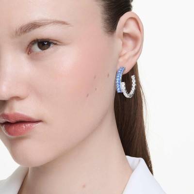 Matrix Hoop Earrings in Rhodium-Plated Metal & Two-Tone Crystals - 5722459 - Swarovski
