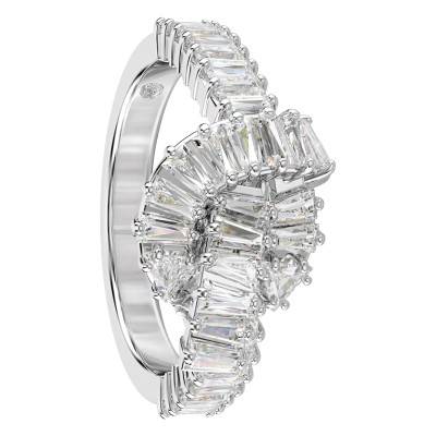 Matrix Baguette Rhodium-Plated Metal & White Crystal Ring - 5727118 - Swarovski