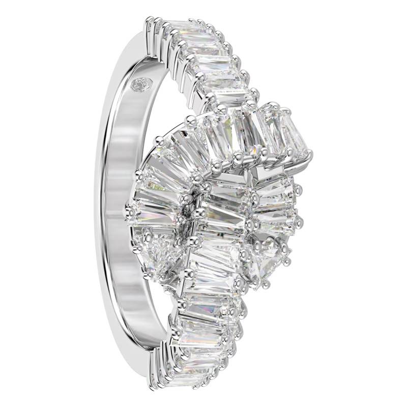 Matrix Baguette Rhodium-Plated Metal & White Crystal Ring - 5727118 - Swarovski