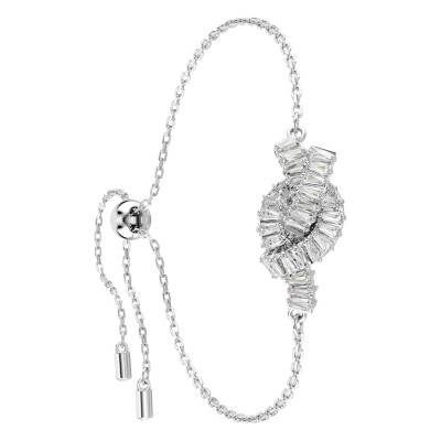 Matrix Baguette Bracelet in Rhodium-Plated Metal & White Crystals, Length 24 cm - 5731101 - Swarovski