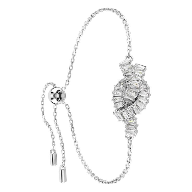 Matrix Baguette Bracelet in Rhodium-Plated Metal & White Crystals, Length 24 cm - 5731101 - Swarovski