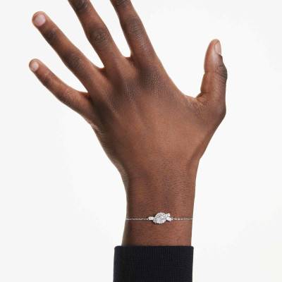Matrix Baguette Bracelet in Rhodium-Plated Metal & White Crystals, Length 24 cm - 5731101 - Swarovski