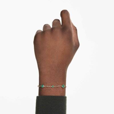 Imber Bracelet in Gold-Plated Metal & Green Crystals, Length 16.5 cm to 20.5 cm - 5730676 - Swarovski