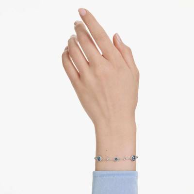 Imber Bracelet in Rhodium-Plated Metal & Blue Crystals, Length 16.5 cm to 20.5 cm - 5730679 - Swarovski