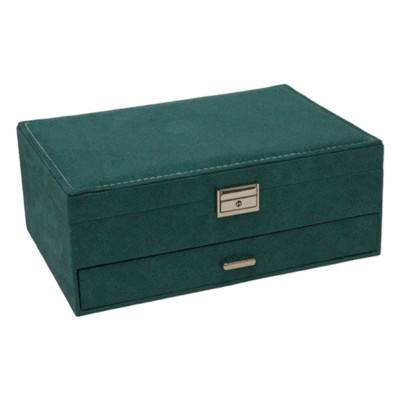 Boite à bijoux flanelle verte grand format 27.5x19x11cm - Les Essentiels