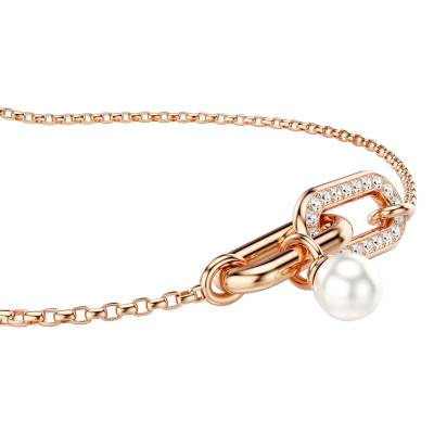 Constella Rose Gold-Tone Metal, Pearl & White Crystals Bracelet, Length 24 cm - 5728588 - Swarovski