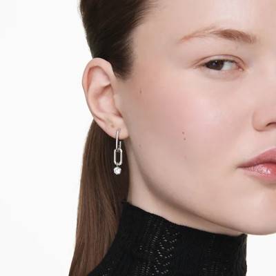 Rhodium-Plated Metal & White Crystal Constella Earrings - 5728584 - Swarovski