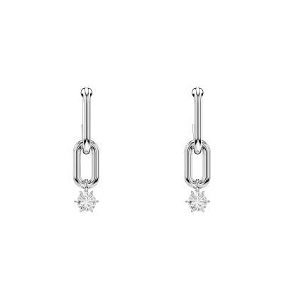 Rhodium-Plated Metal & White Crystal Constella Earrings - 5728584 - Swarovski