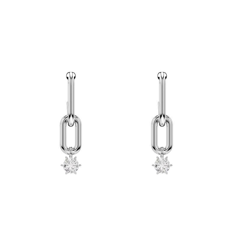 Rhodium-Plated Metal & White Crystal Constella Earrings - 5728584 - Swarovski