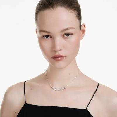 Constella Rhodium-Plated Metal & White Crystal Necklace, 38 cm to 48 cm Length - 5722473 - Swarovski
