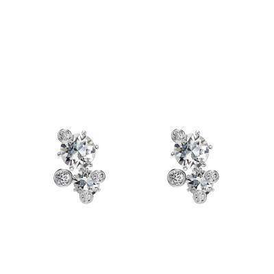 Rhodium-Plated Metal & White Crystal Constella Earrings - 5732253 - Swarovski