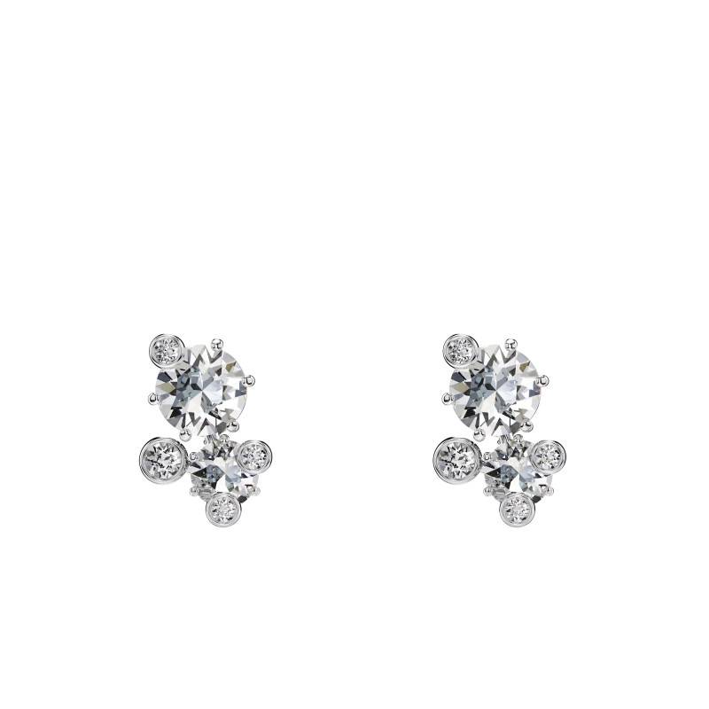 Rhodium-Plated Metal & White Crystal Constella Earrings - 5732253 - Swarovski