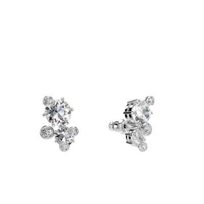 Rhodium-Plated Metal & White Crystal Constella Earrings - 5732253 - Swarovski