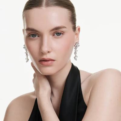 Constella Rhodium-Plated Metal & White Crystal Drop Earrings - 5732252 - Swarovski