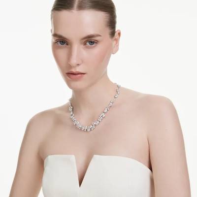 Constella Rhodium-Plated Metal & White Crystal Necklace, 38 cm to 45 cm Length - 5722472 - Swarovski